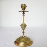 Bougeoir ancien en laiton, forme flambeau, élégance classique