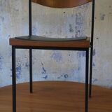 Pair of teak and iron stacking chairs, 1960s
