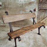Antique garden bench park bench cast iron with oak