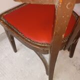 Chaise Baumann avec assise en cuir rouge