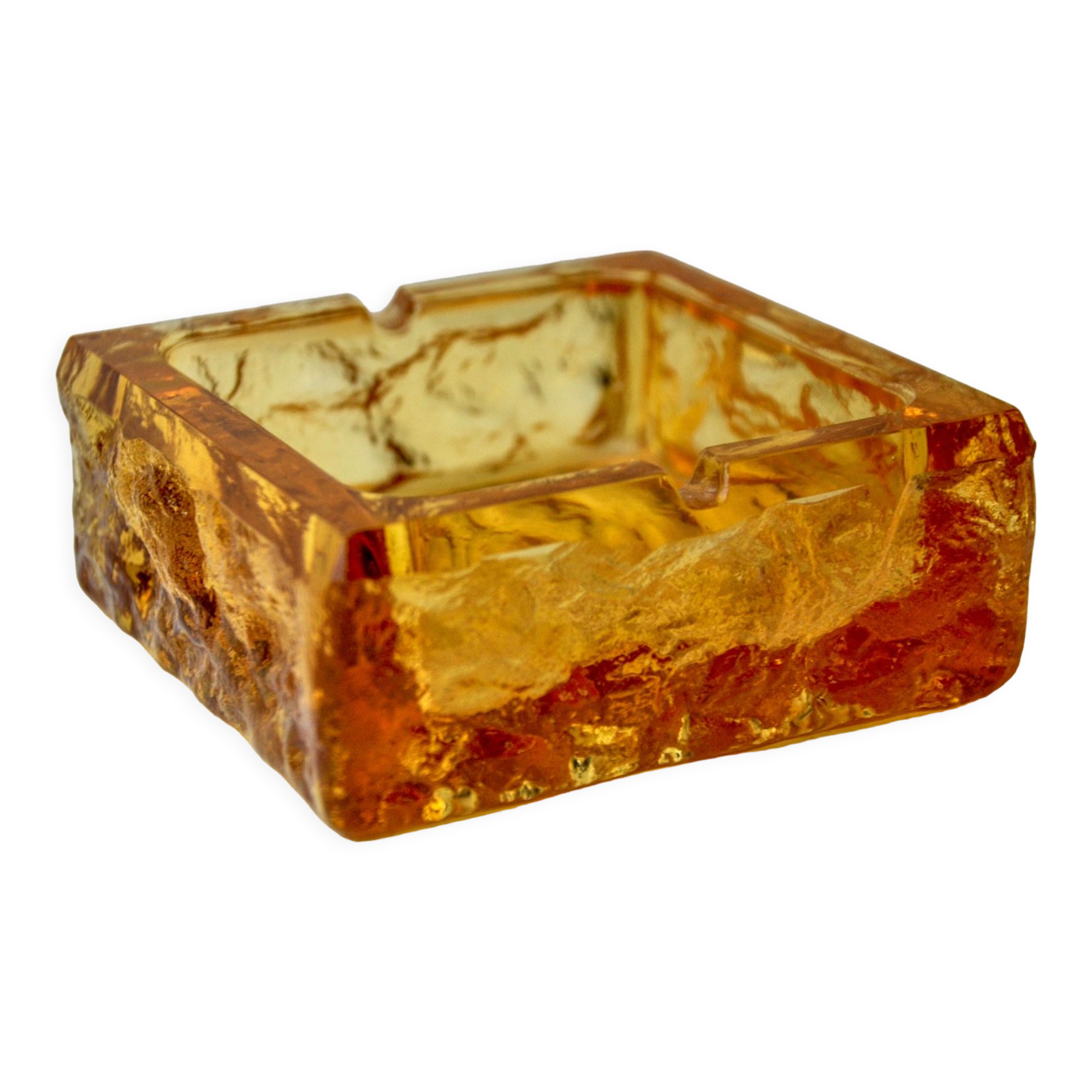 Cendrier orange par Antonio Imperatore, verre de murano, italie, 1970