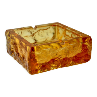 Orange ice cube ashtray by Antonio Imperatore, murano glass, Italy, 1970