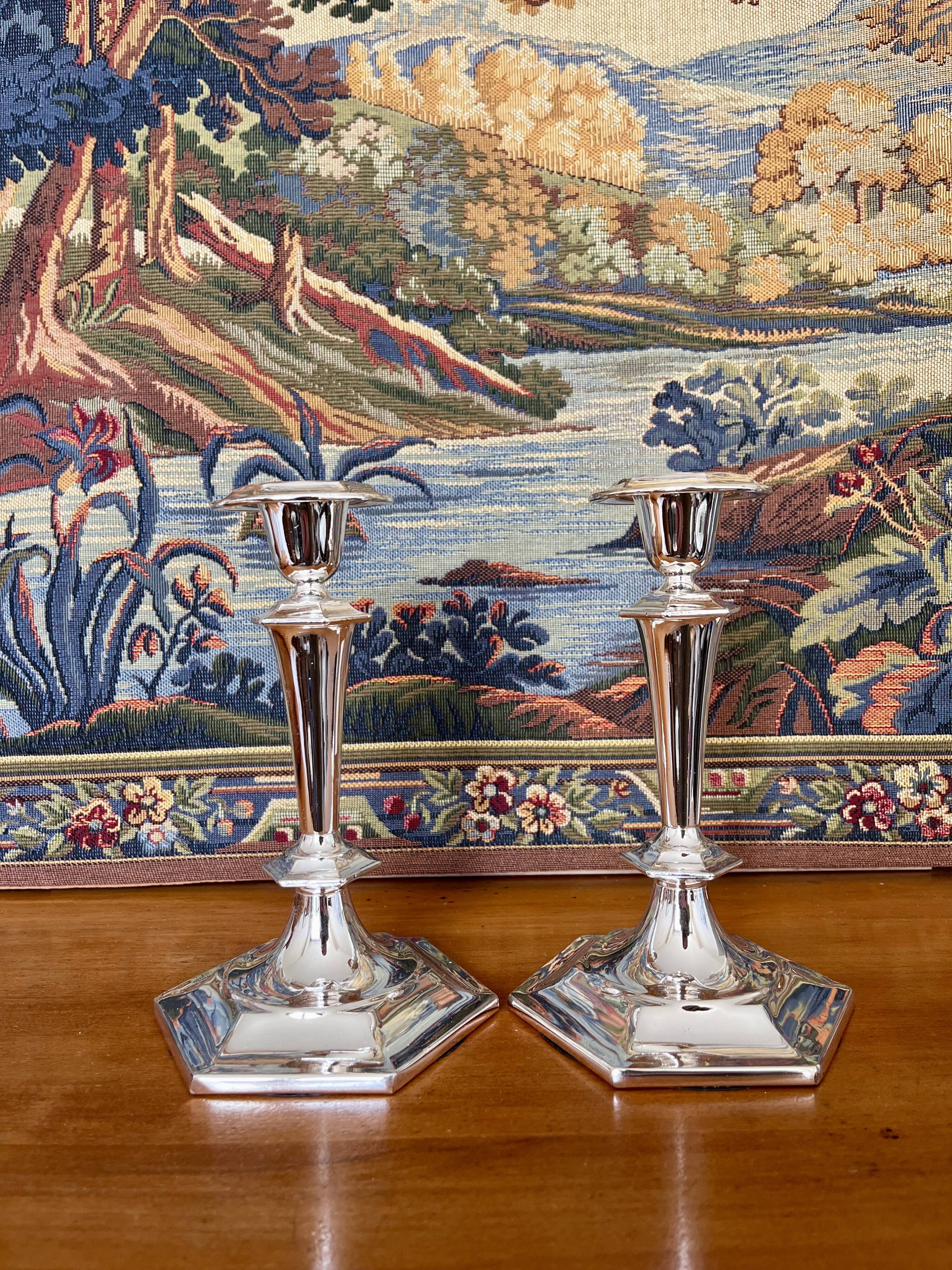 Pair of silver candlesticks