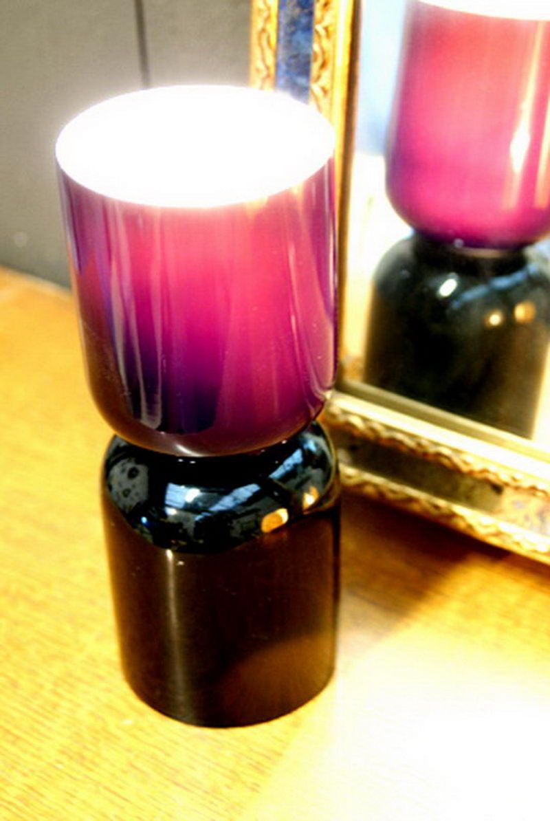 Diabolo lamp in purplish glass France 1970