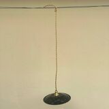 Old industrial black and white vintage enameled sheet metal pendant light