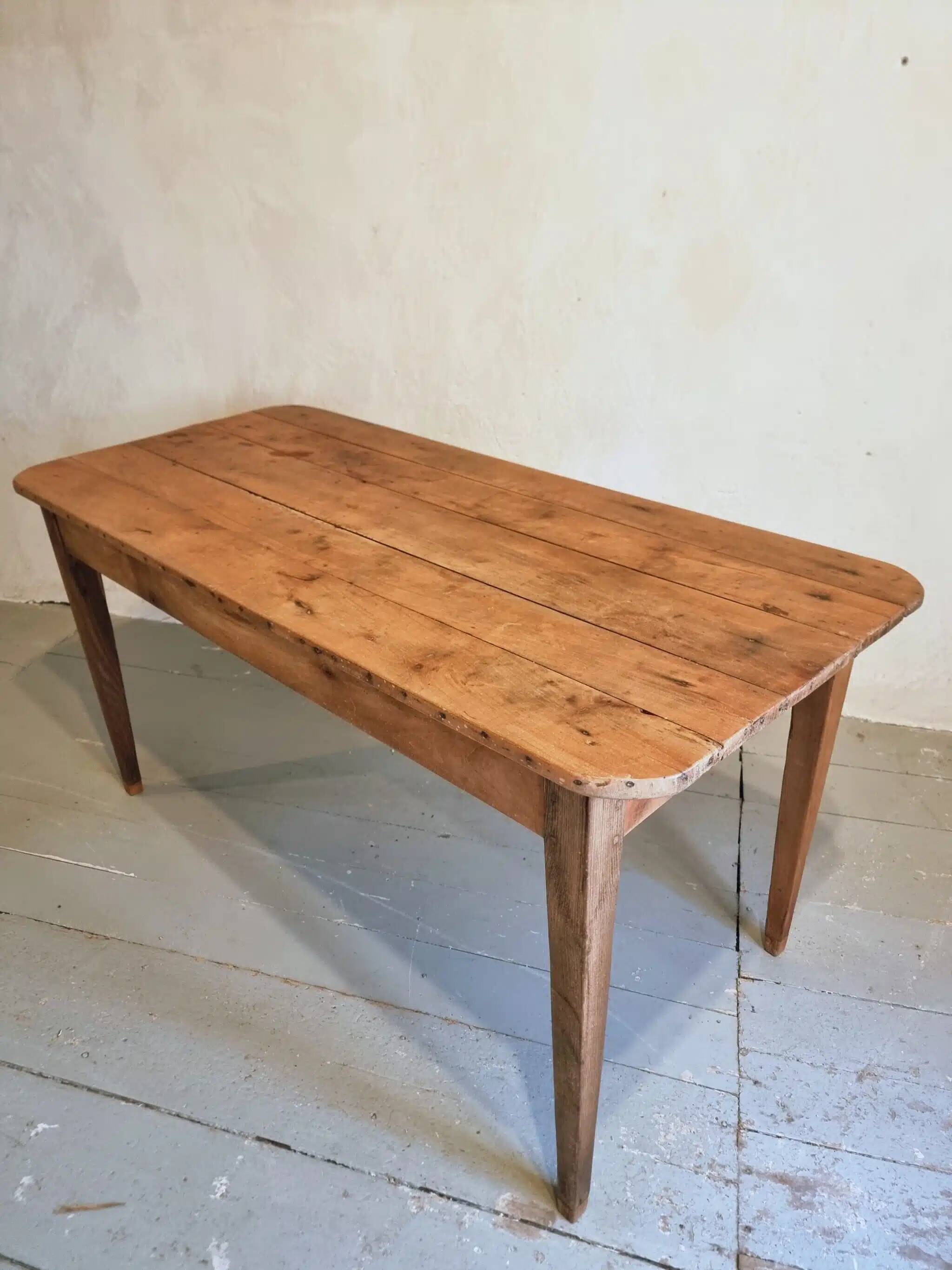 Antique French cherry wood dining table, early 20th century