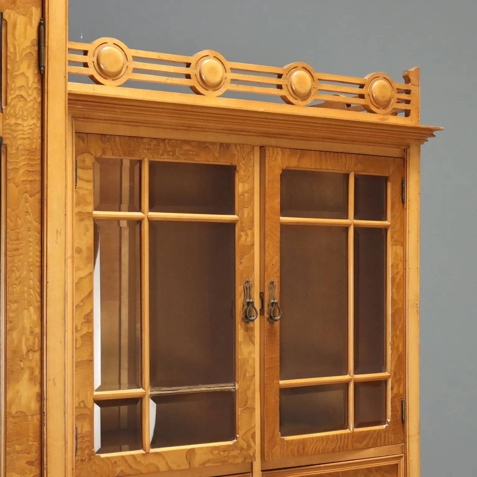 Antique Art Nouveau wardrobe in ash and maple, Italy, 20th century