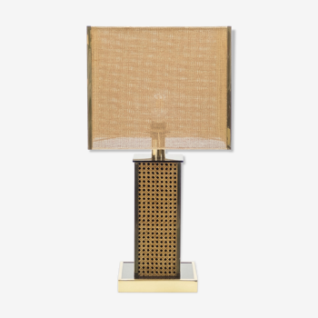 Lampe italienne laiton et cannage, 1970