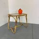 Vintage Bohémien Rattan Bamboo and Glass Side Table from Rohé Noordwolde,