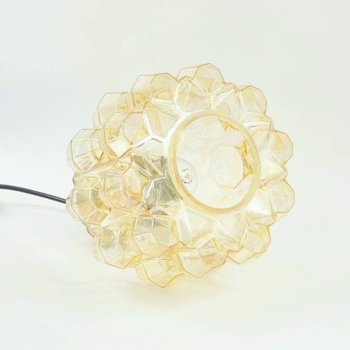 Grand lustre en verre en forme de diamant ambre par Helena Tynell pour Limburg, Allemagne, années 1960.