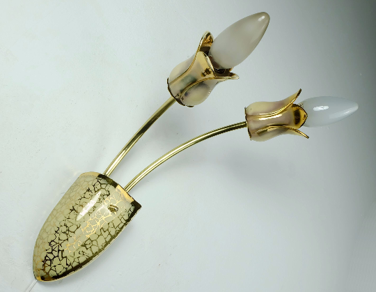 Mid century 2-light ceramic and brass sconce 1950s