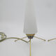 Pair of vintage brass tripod lamps and opaline tulips