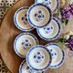 Set of 8 antique soup plates, blue flower decorations