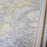 Map of the mountain ranges of France, original printed in 1896
