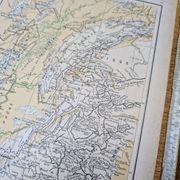 Map of the mountain ranges of France, original printed in 1896