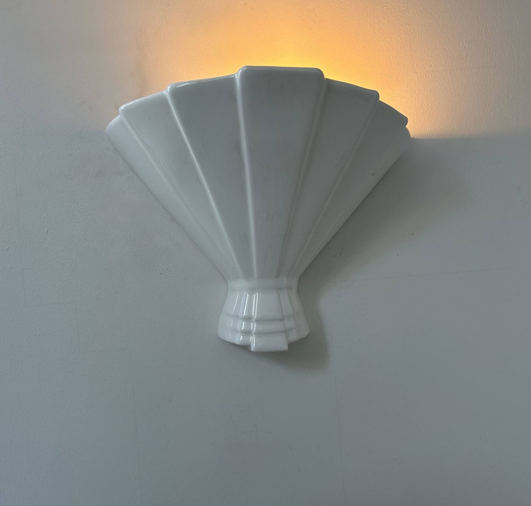 Vintage white porcelain wall lamp, France, 1960