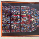 Original stained glass engraving painting from Chartres Cathedral