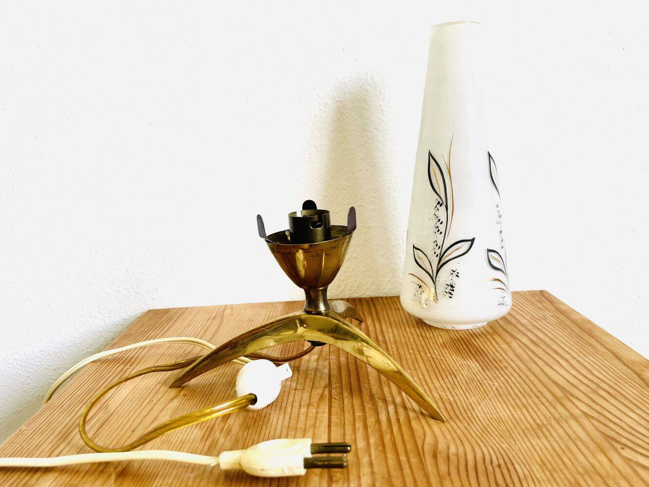 Space Age 1950s brass tripod table lamp