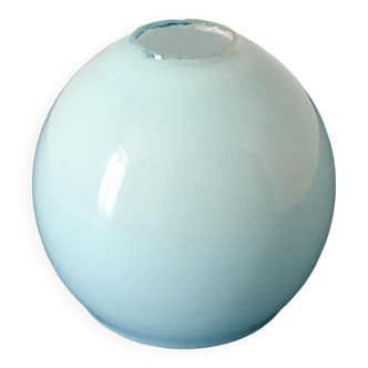 Round glass globe, pale blue on the outside and white on the inside