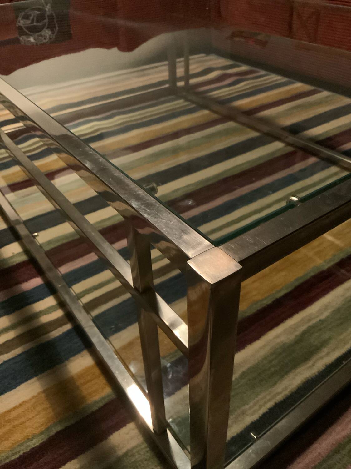 Roche Bobois glass and chrome coffee table