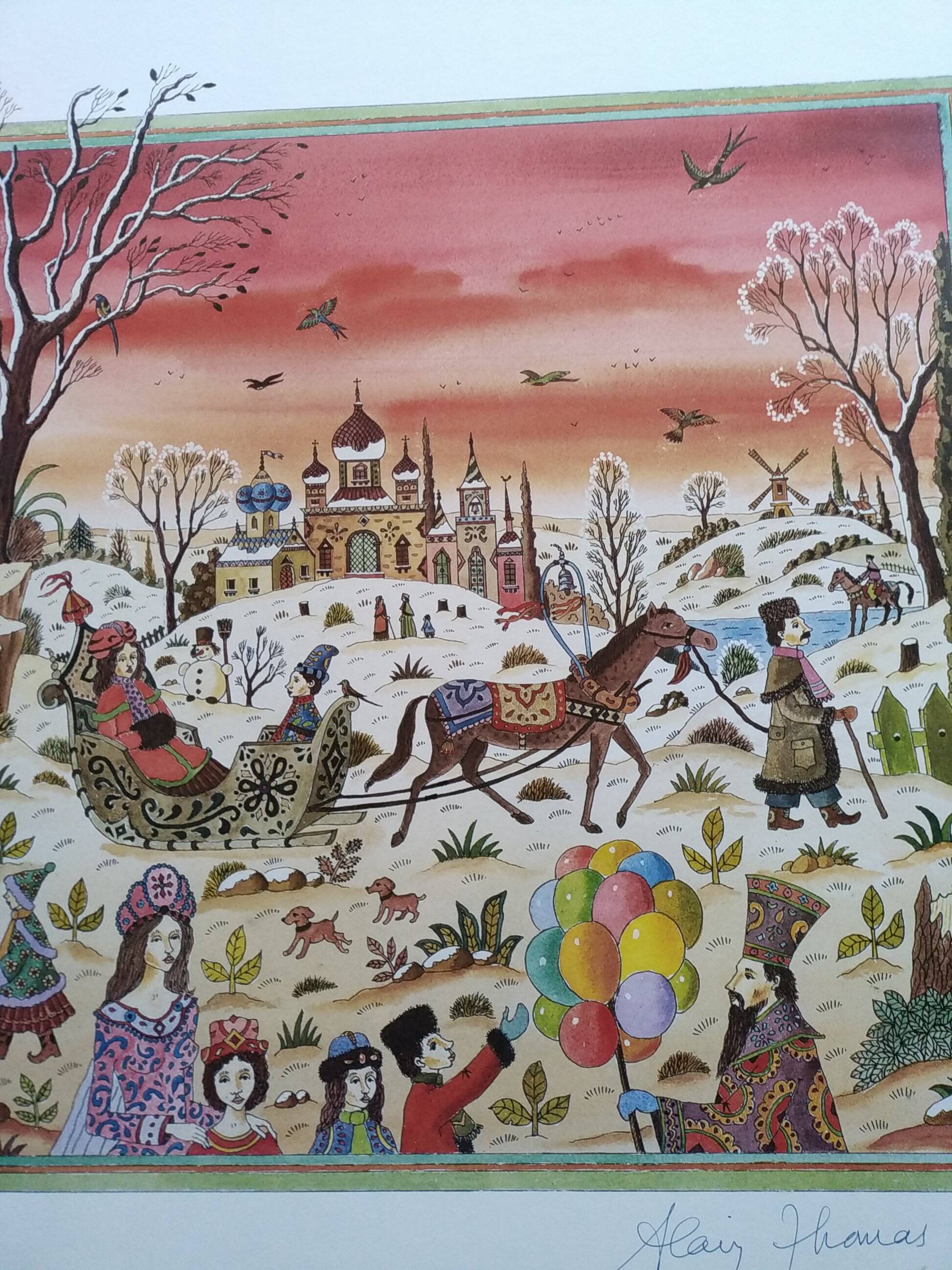 Lithograph Signed Alain Thomas. 51 x 61 cm.