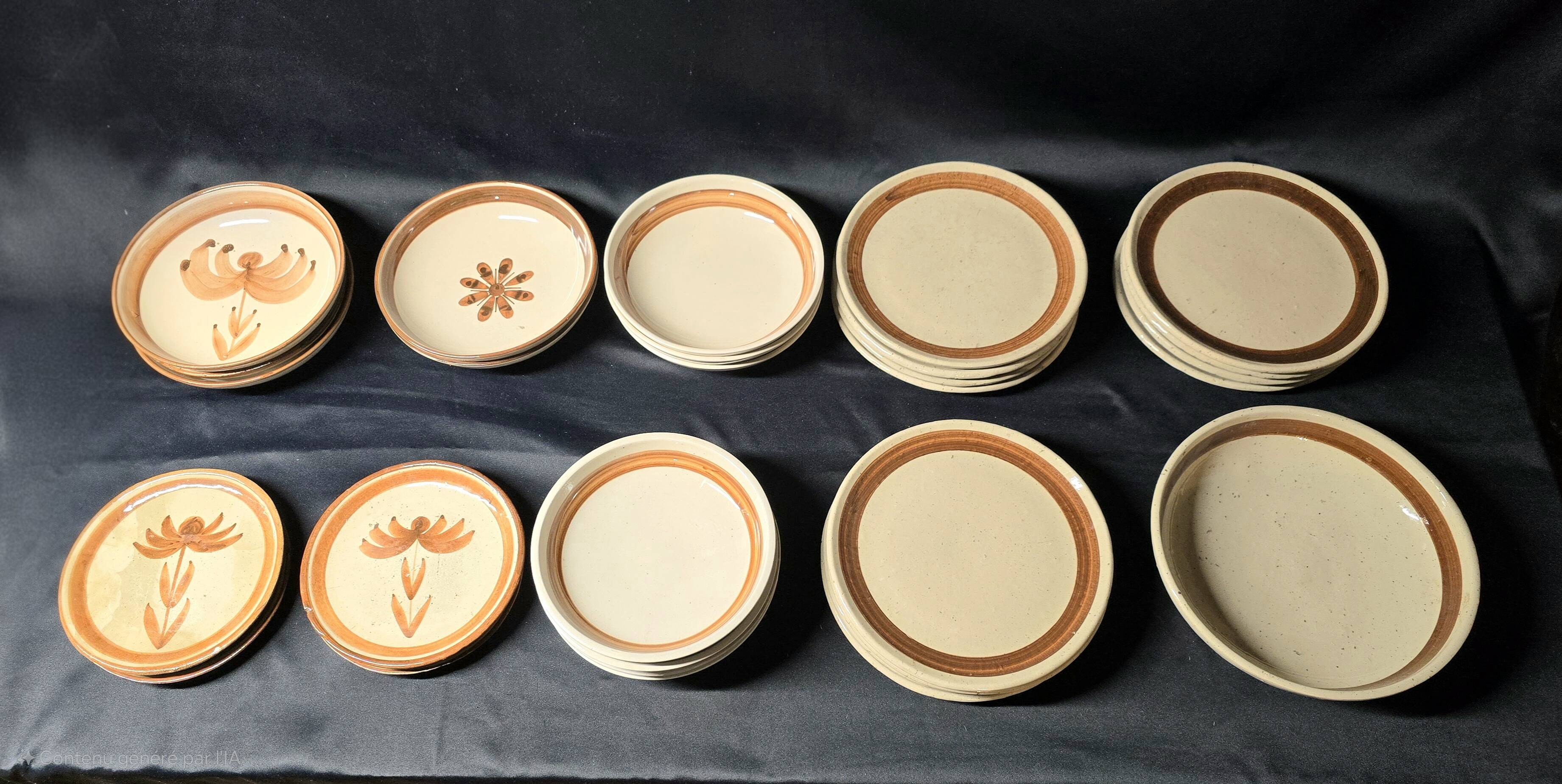 ROBERT PICAULT (1919-2000), a set of vintage glazed ceramic dishes