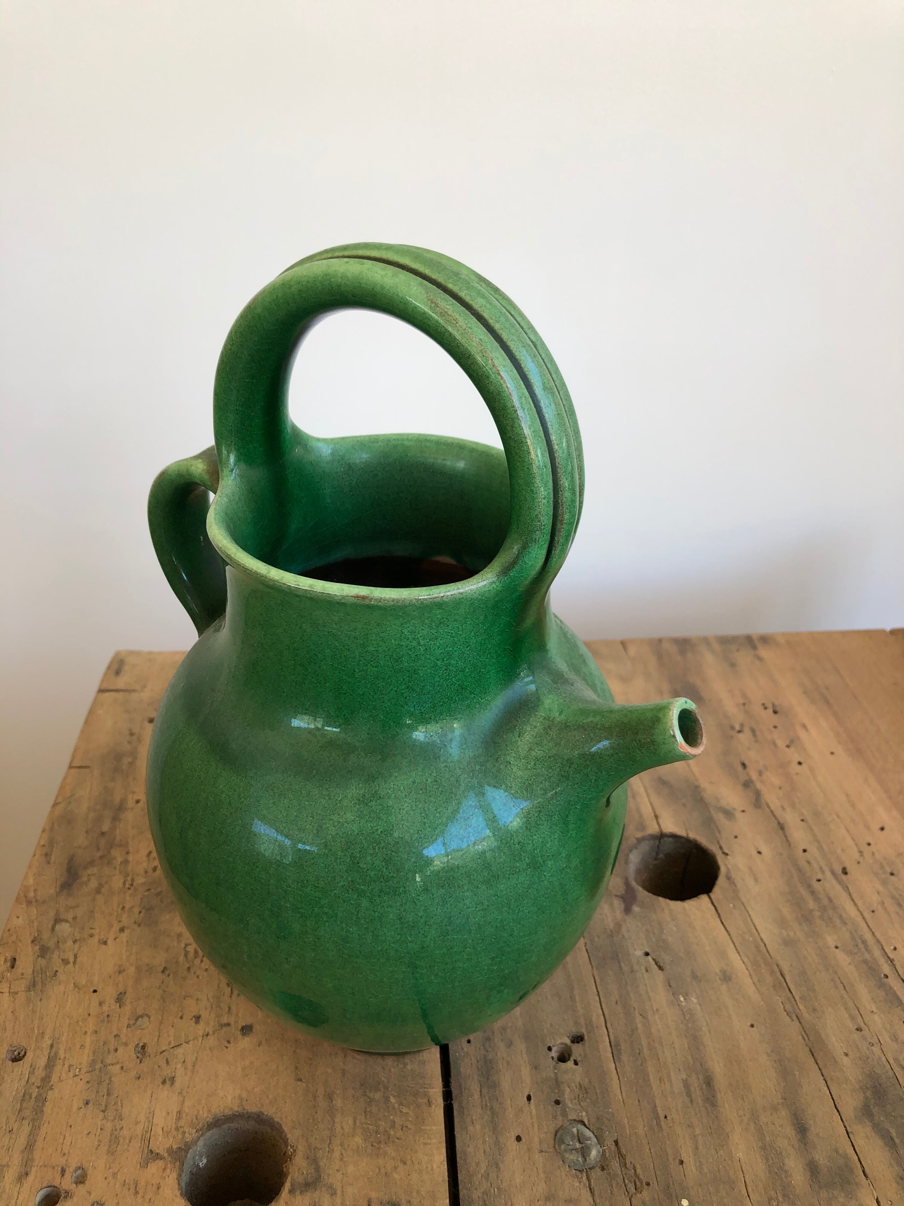 Terracotta jug enamelled 70s Salernes