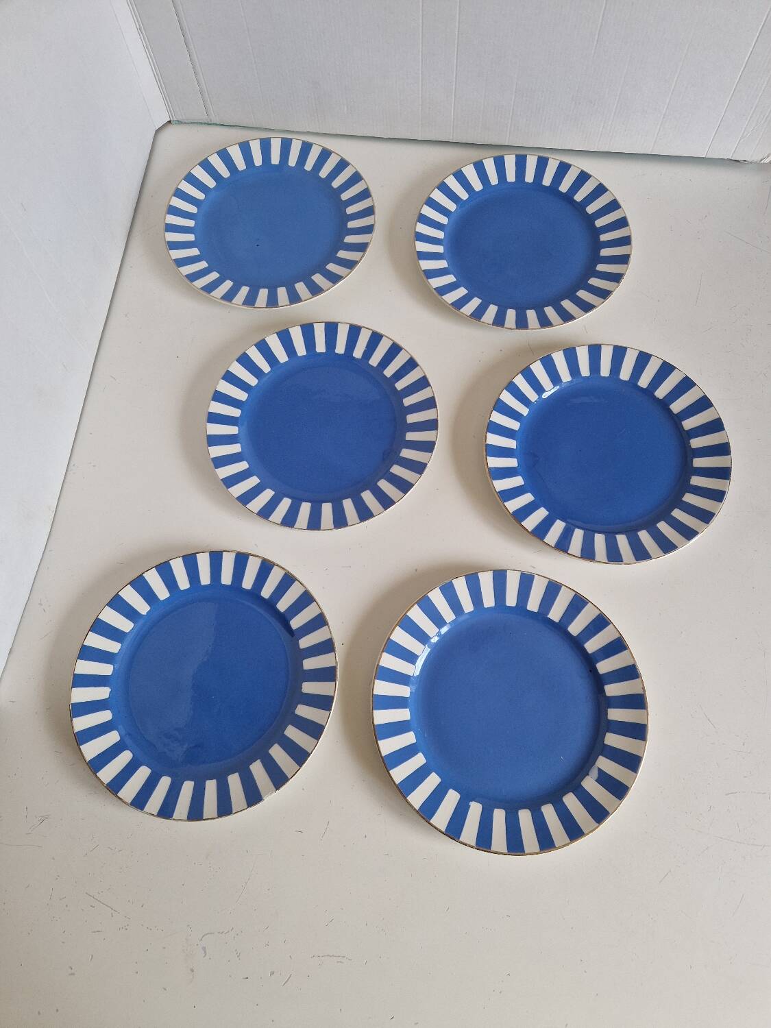 Set of 6 dessert plates, Fox trott model, Sarreguemines factory