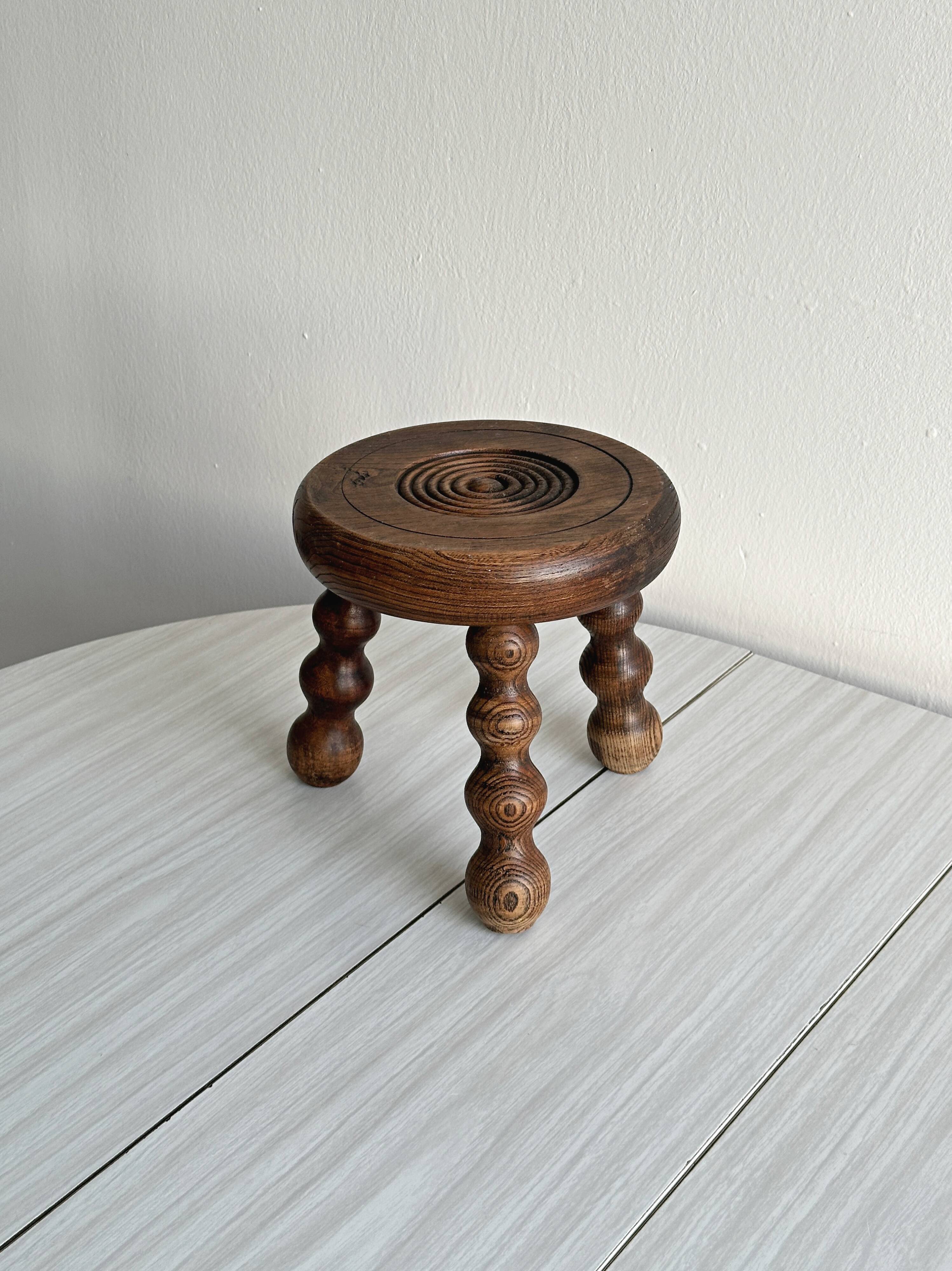 Small turned wooden tripod stool