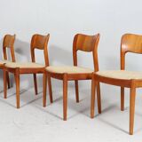 Niels Koefoed for Hornslet, 4 chairs / dining chairs, model '177', teak, 1960s, Denmark.