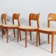 Niels Koefoed pour Hornslet, 4 chaises/chaises de salle à manger, modèle '177', teck, années 1960, Danemark.
