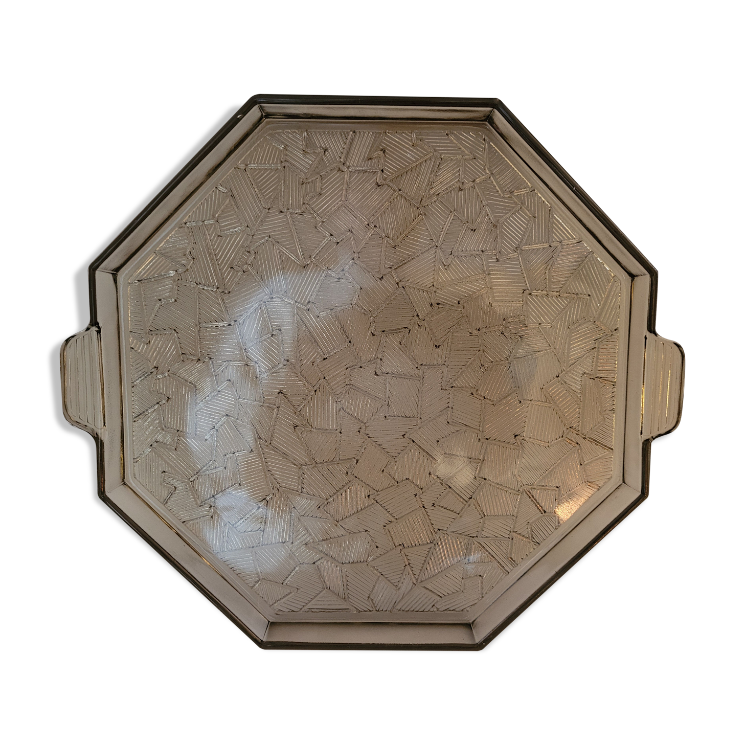 Plateau en verre fumé art déco