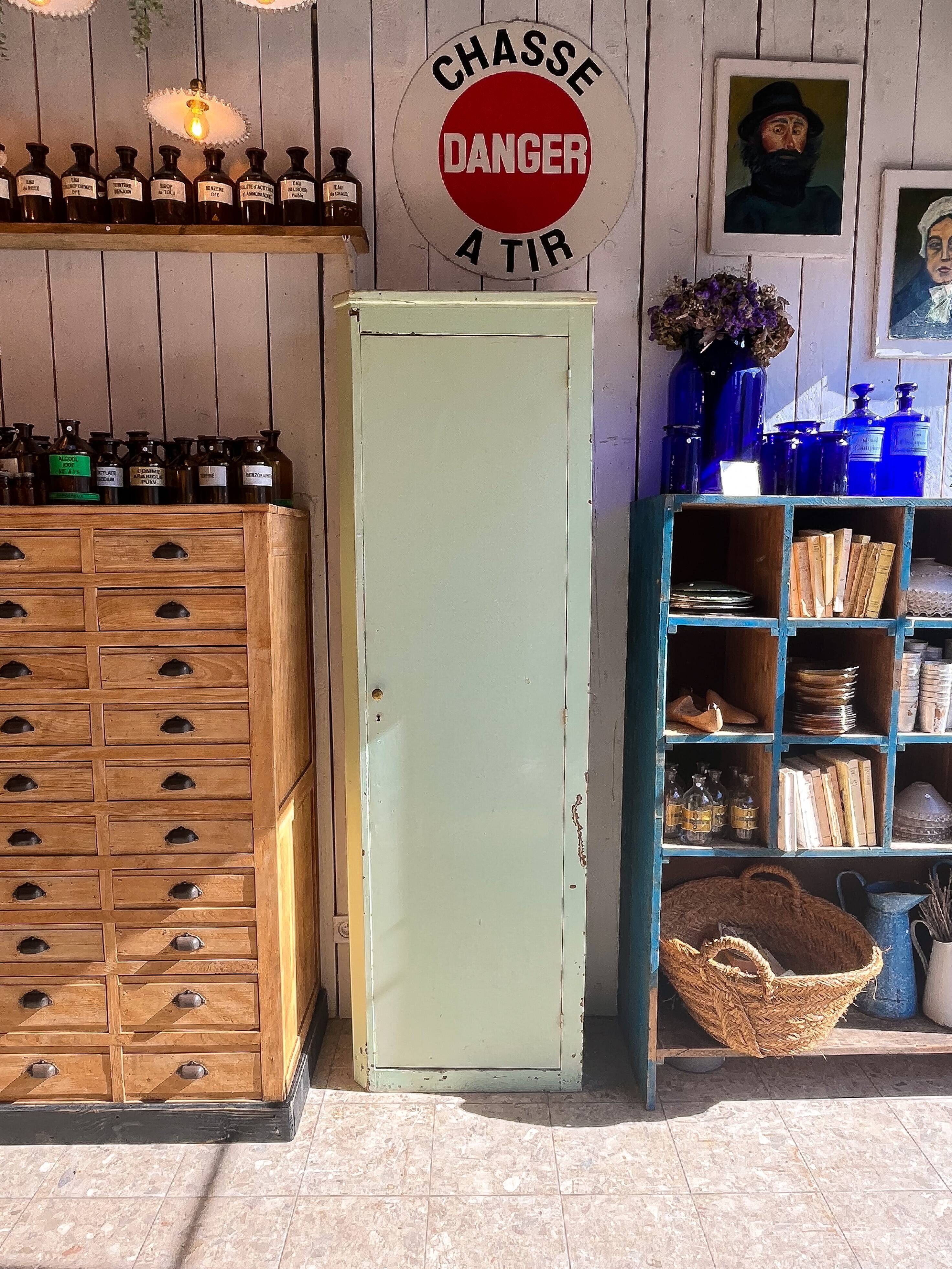 Old original green patina cabinet