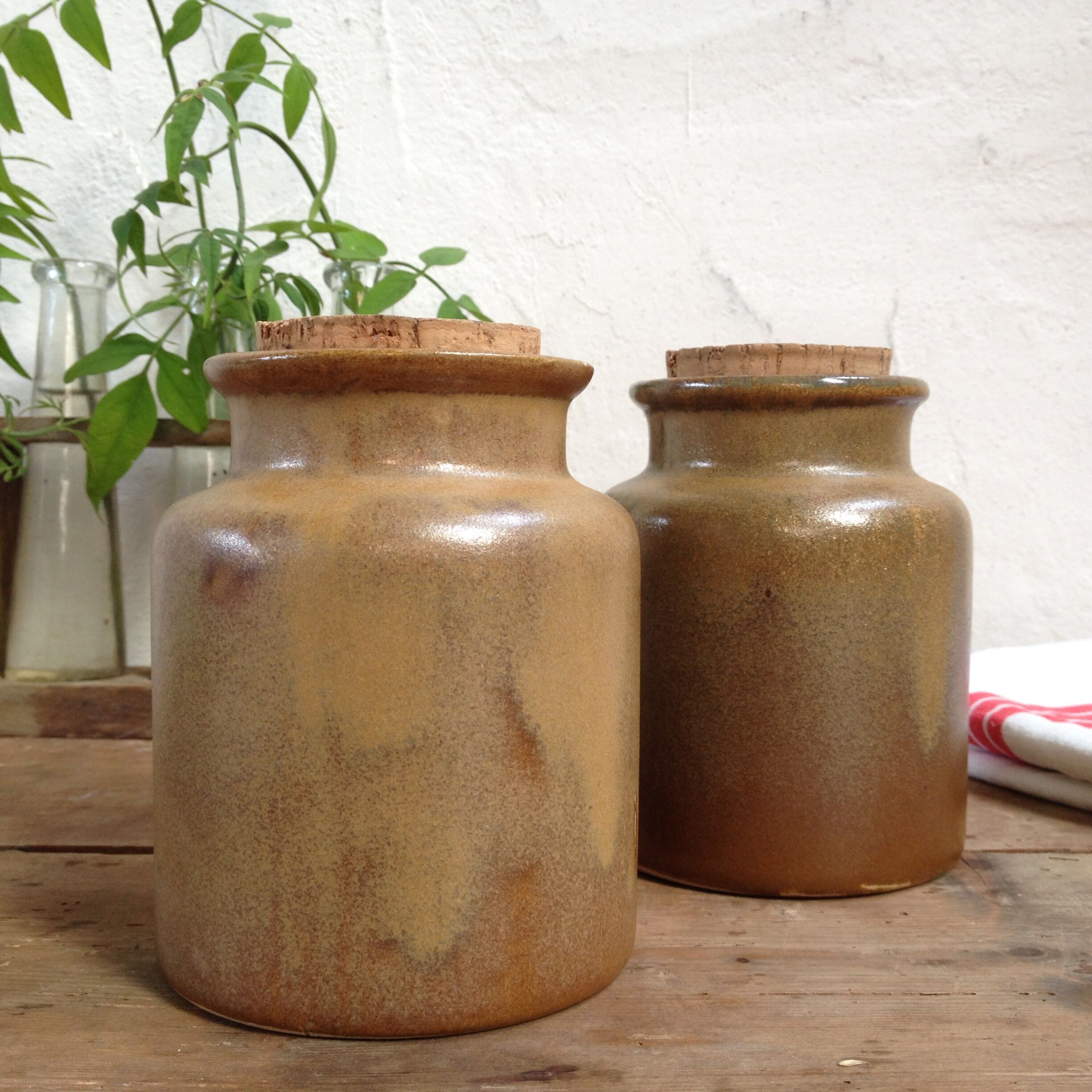Pair of sandstone pots