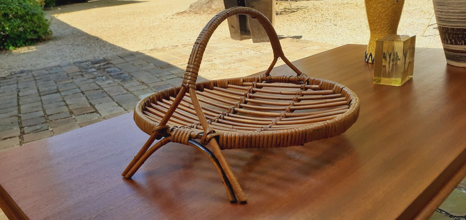 Vintage fruit cup year 50 rattan