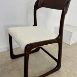 Set of 2 Baumann sled chairs in wood and terry fabric, 60s design
