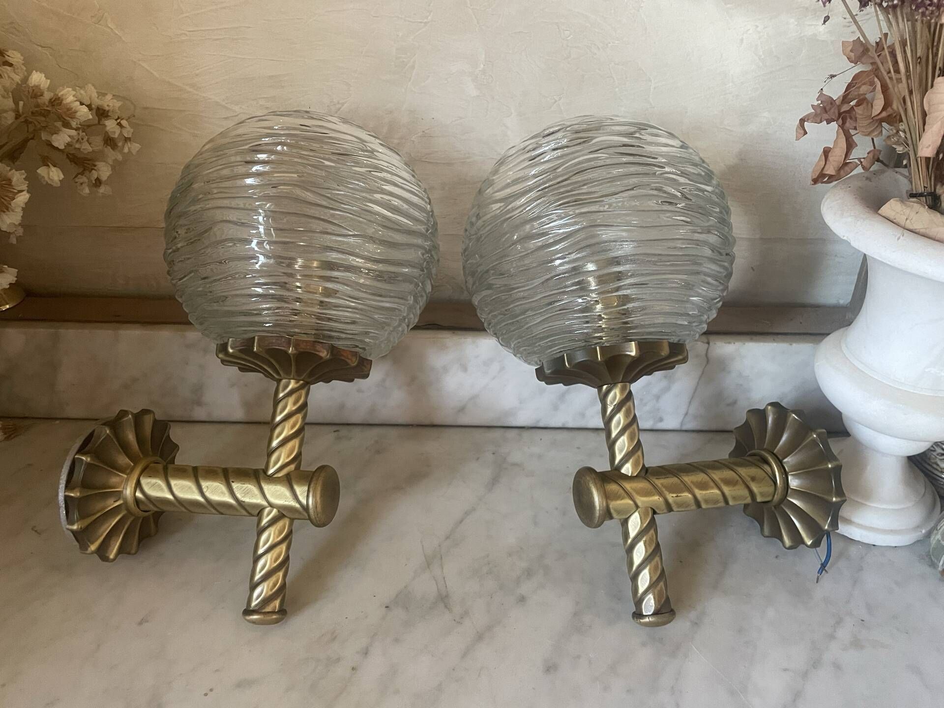Vintage Twisted Brass Mirror ø 5