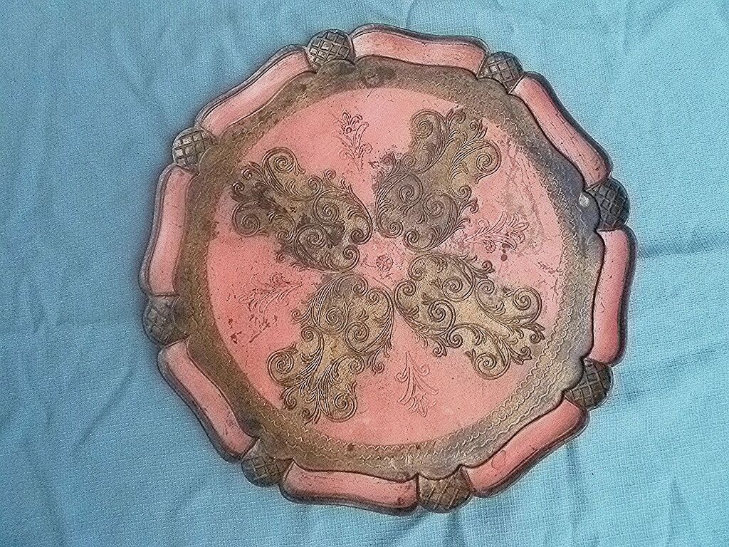 Florentine tray in painted wood, vintage