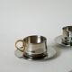 Duo of double-walled stainless steel espresso cups Made in Italy, Design 1970