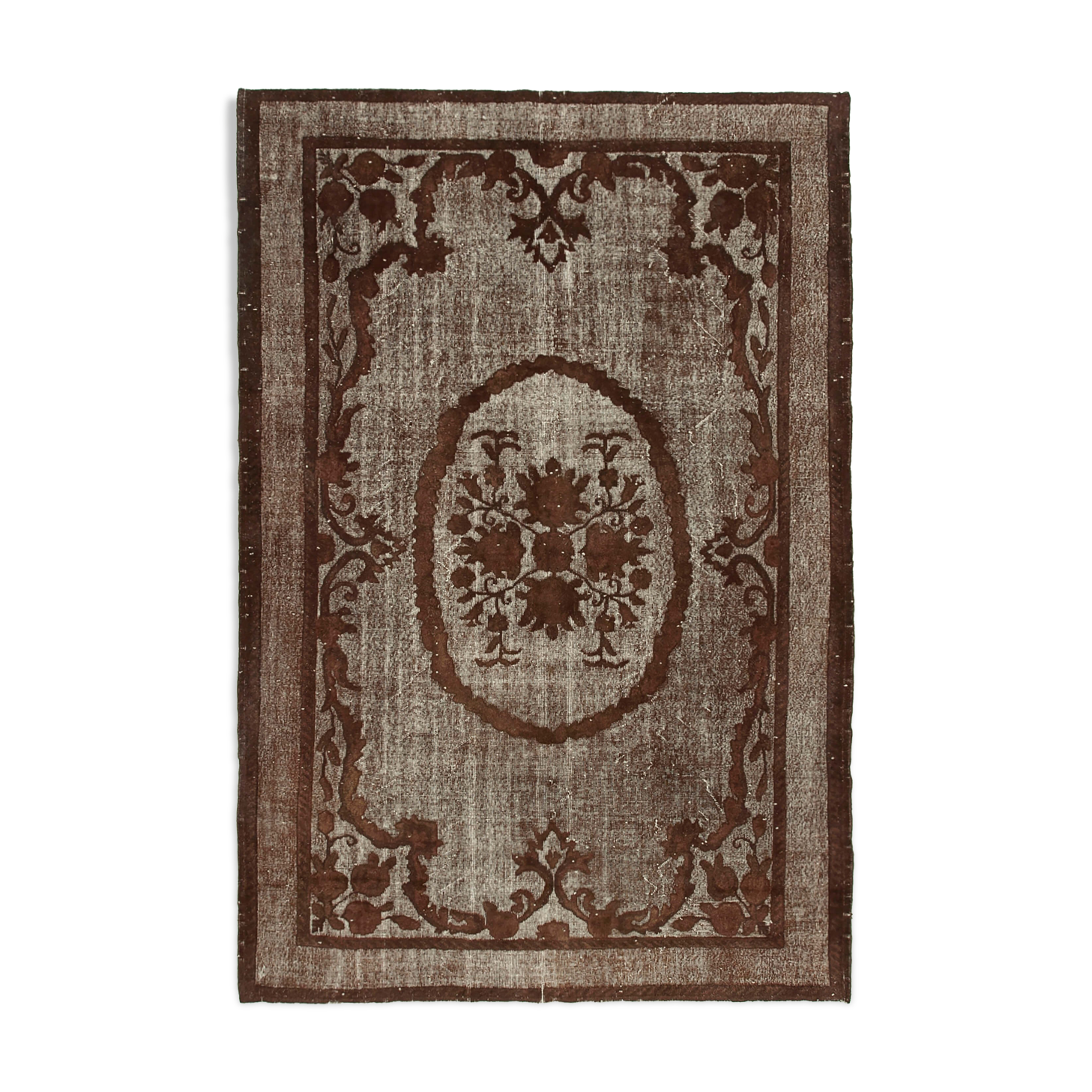 tapis Hand-Knotted Rustic Anatolian 1970s 214 cm x 323 cm Brown Carpet
