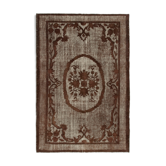 tapis Hand-Knotted Rustic Anatolian 1970s 214 cm x 323 cm Brown Carpet