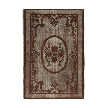 Tapis noué à la main des années 1970 214 cm x 323 cm tapis brun