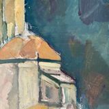 Vintage oil on canvas by S.Ekengren Architectural Landscape at Cadaques