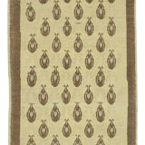 1950s hand-knotted unique turkish beige rug 88 cm x 215 cm