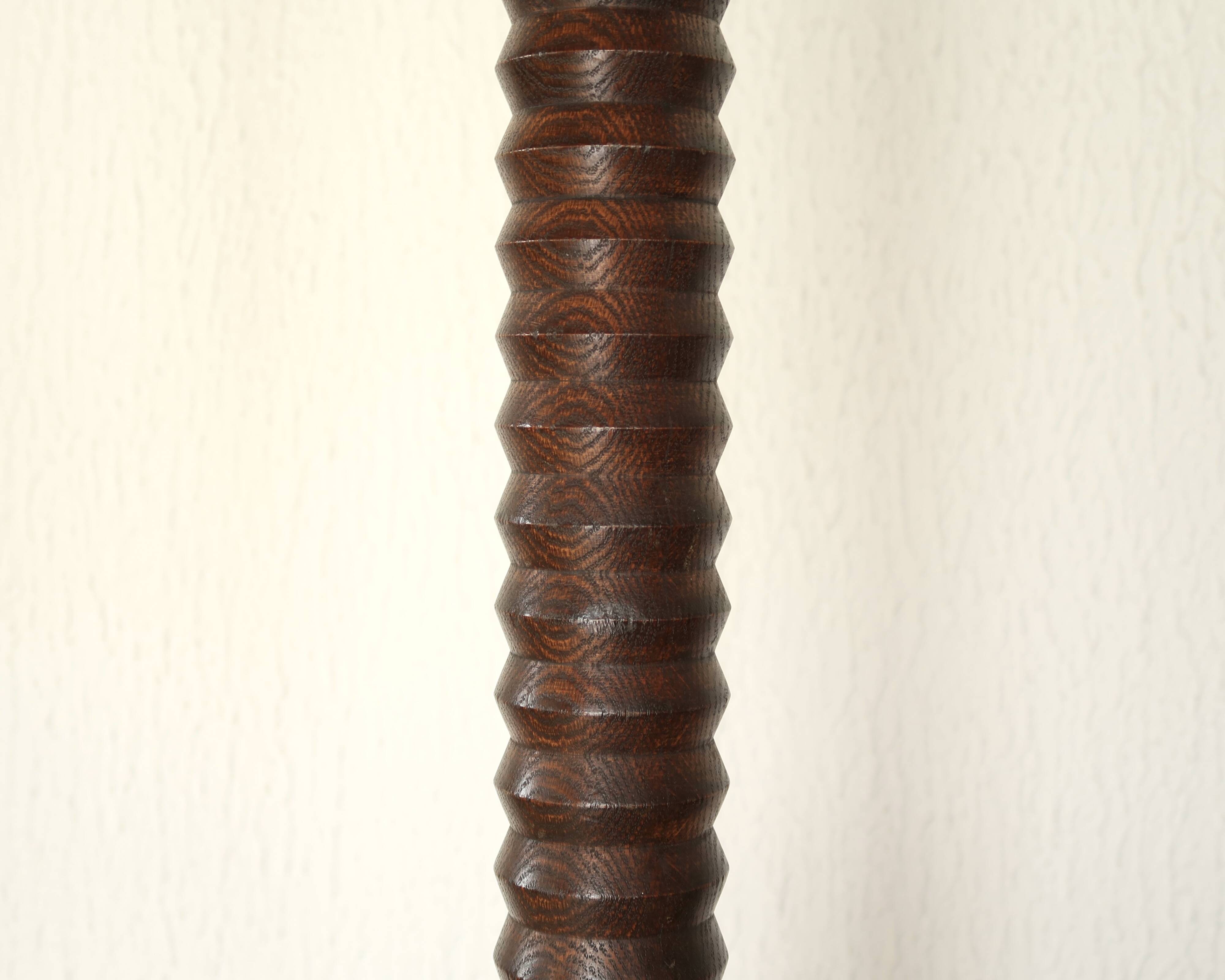 Wooden column floor lamp by Charles Dudouyt, 1940s