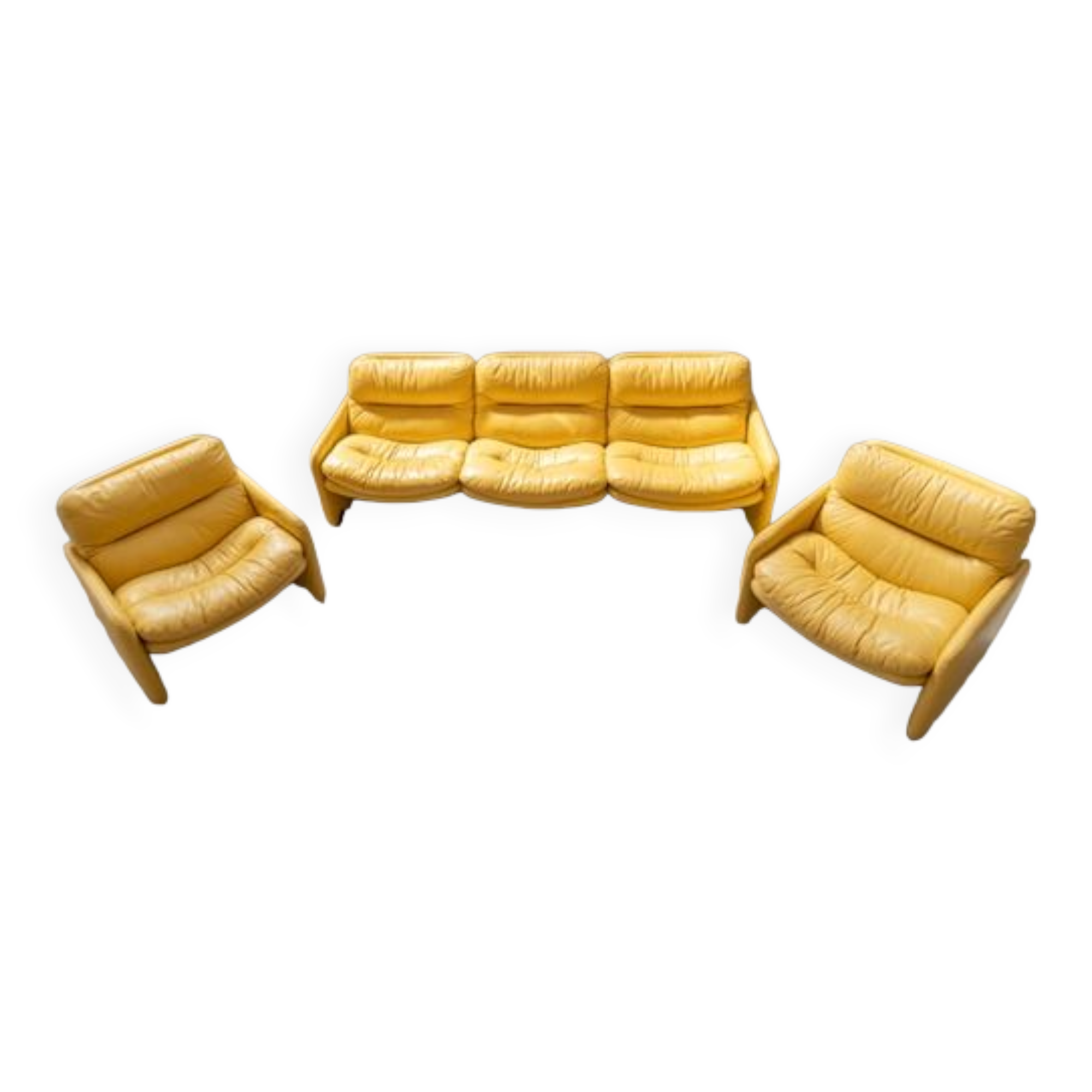 Salon en cuir par Ammainnati et Vitelli pour Brun vintage 1970