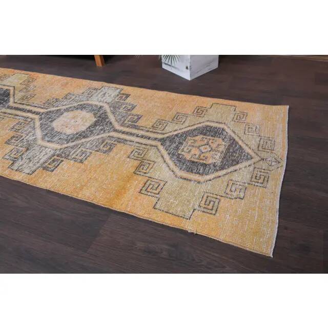 Vintage Turkish Oushak Handmade Wool Runner 89x344