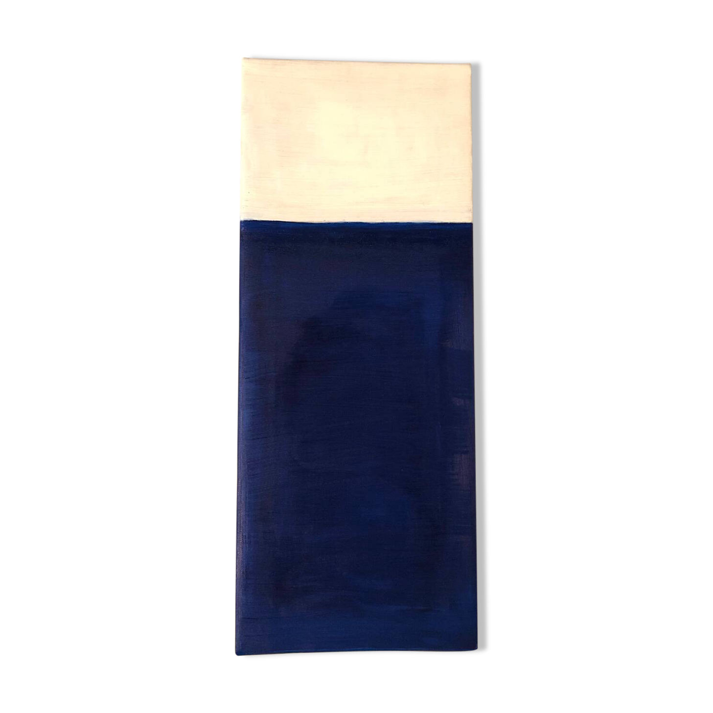 Abstract blue and white oil painting.