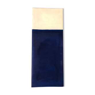 Tableau huile bleu blanc abstrait