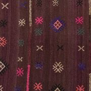 Burgundy Art Deco Vintage Kilim Rug, 118x124Cm
